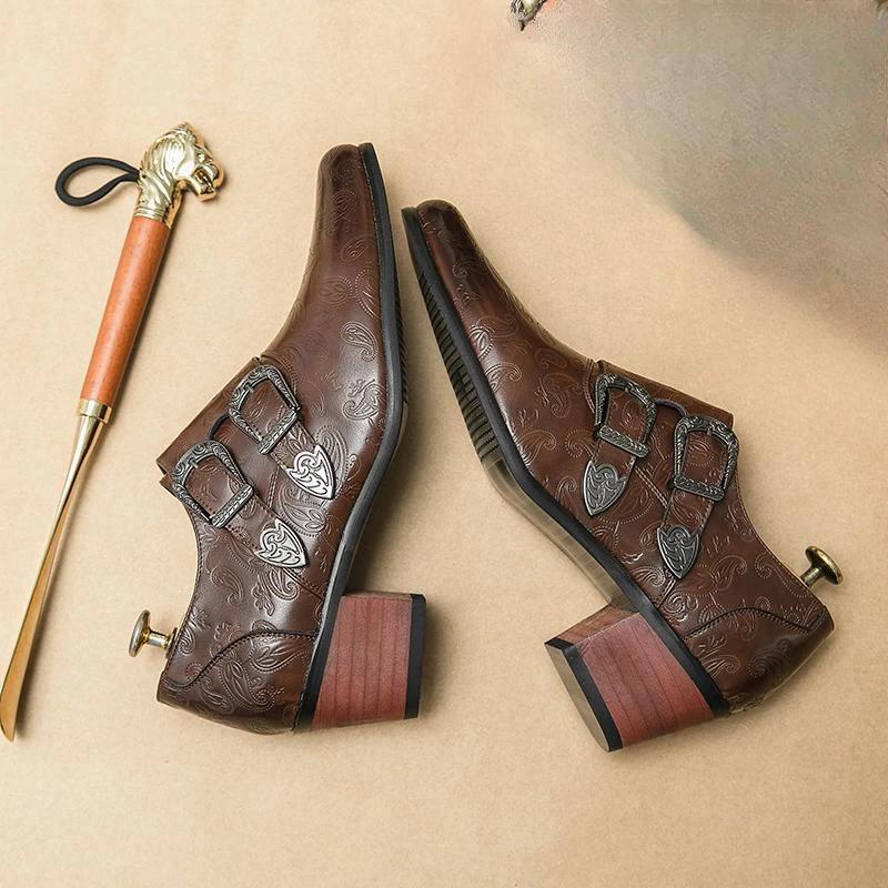 High Heels Men's Formal Shoes Retro Leather Male Loafers Elegant Men Dress Wedding Shoes Casual Business Oxfords Zapatillas