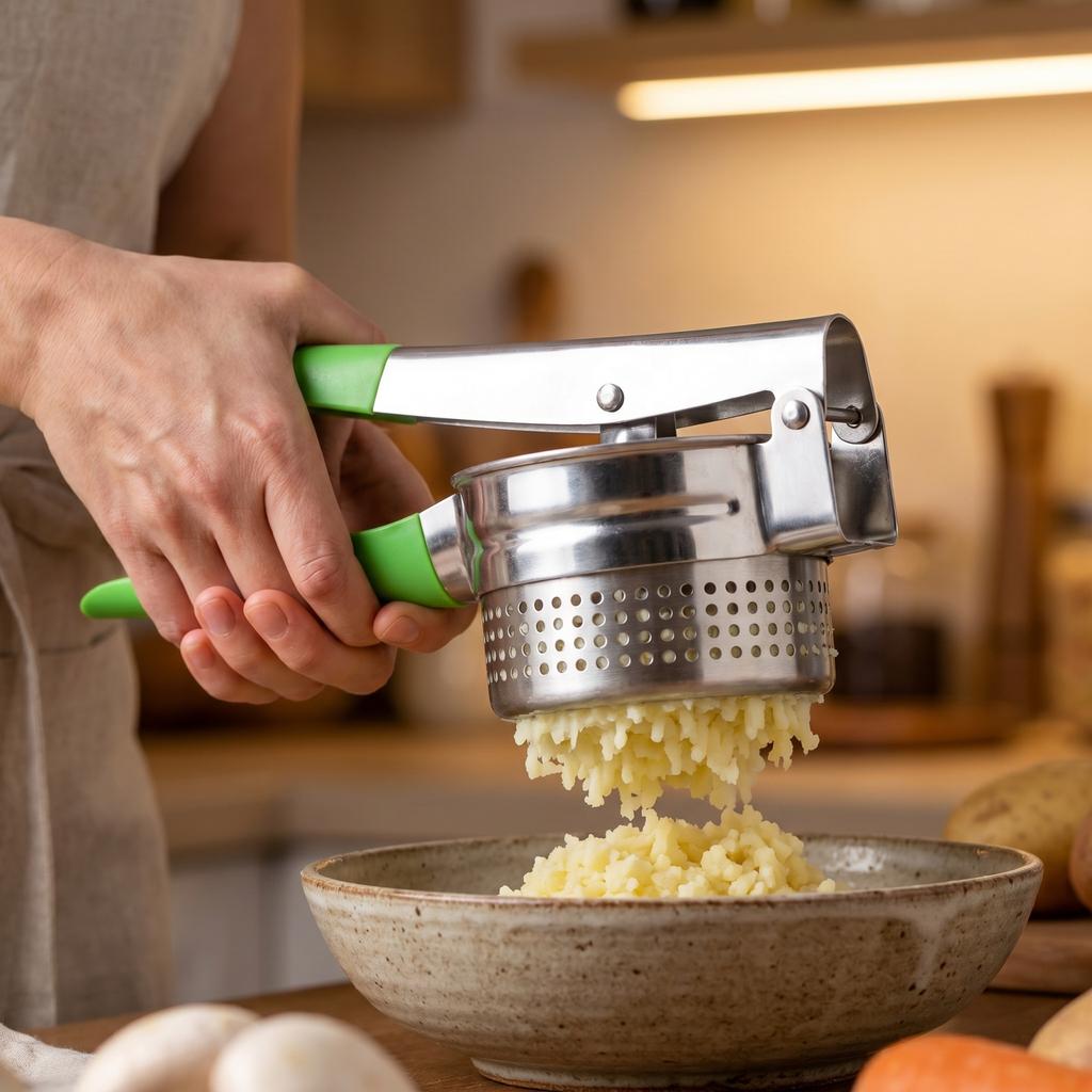 Stainless Potato Masher, Manual Masher for Potatoes, Pumpkin and Vegetables, Kitchen Gadget for Mashed Potatoes