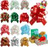 JOYFY 12 PCS Large Christmas Pull Bows with Ribbon for Gift Wrapping and Tag Christmas Tree Wine Bottles Boxing Day Decorations