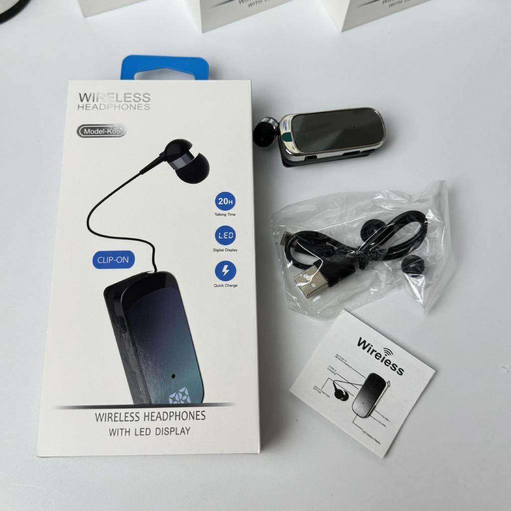 K65 Single-Ear Clip-On Bluetooth Sports Headset: Retractable, Noise-Canceling, Long Standby, Call Vibration.