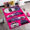 JDM Drift Sports Car Purple Flame Livery Print Area Rug Tuner Vehicle Non‑Slip Rectangular Floor Mat Racing Fan Home Decor for Living Bedroom