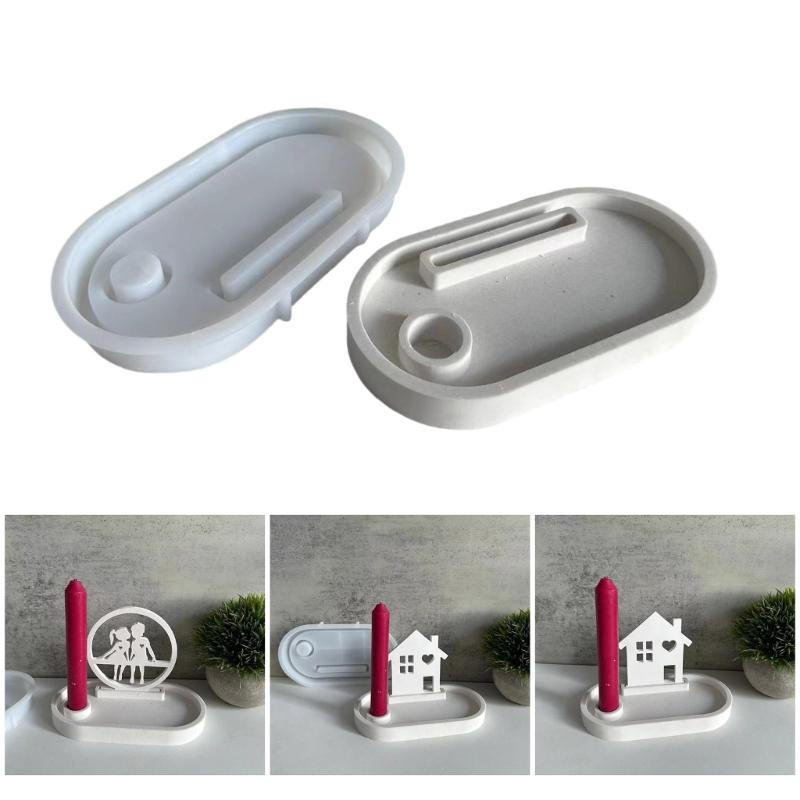 Silicone Craft Molds Silicone Candle Bracket Molds Home Decors Crafting Molds Oval Candle Holder Molds Resin Epoxy Molds