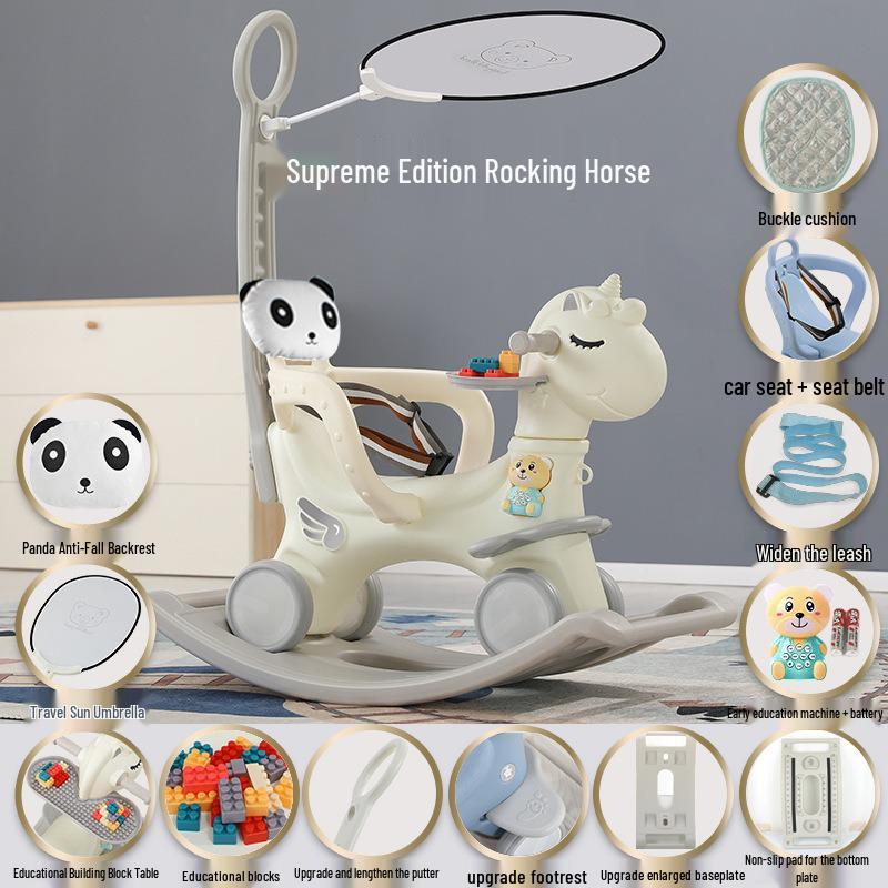 Children’s Wooden 2-in-1 Rocking Horse & Stroller - Ideal Birthday Gift for One-Year-Olds