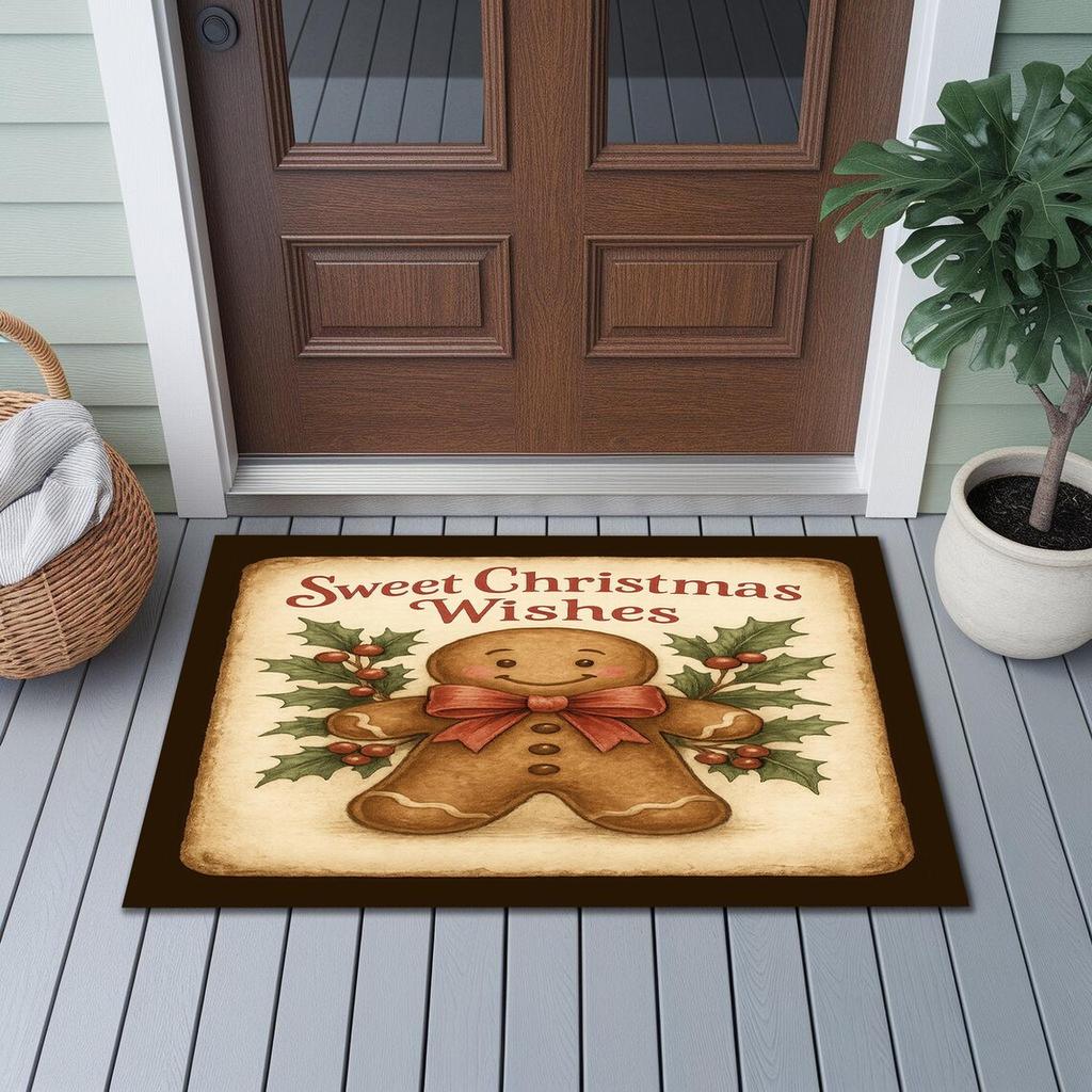 Gingerbread Man Floor Mat Living Room Bedroom Christmas Decoration Home Non Slip Carpet New Year Home Decoration