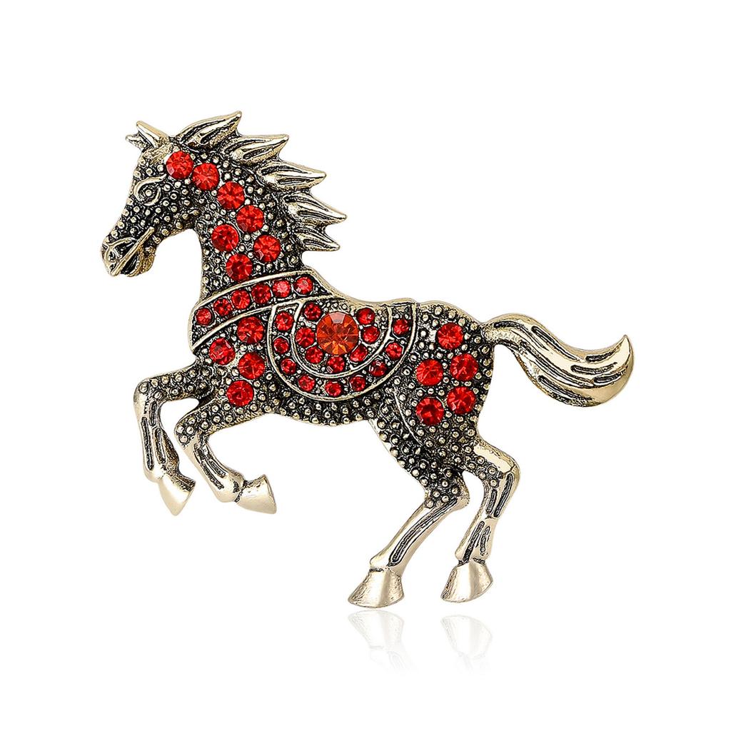 Strass Pferde Brosche für Damen Tierkreiszeichen Anstecknadeln Lässige Party Accessoires Neujahrsgeschenke