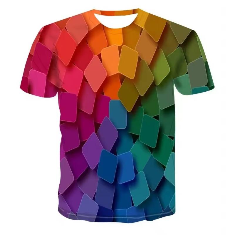 Men's Casual 3D Printed T-shirt O-Neck Fashionable and Fun Three-Dimensional Short Sleeved Plus Size Comfortable Top