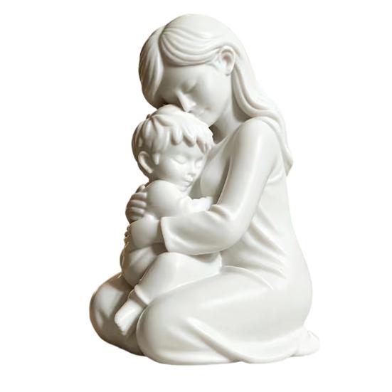 Figure Ornamentali Mamma e Bambino Stampate in 3D Stile Nordico Calde Sculture Madre-Figlio