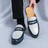 Summer Fashion Semi-slippers Leather Shoes Men Casual Fashionable Breathable Flip-flops Without Heels Size 38-46 Men Slippers