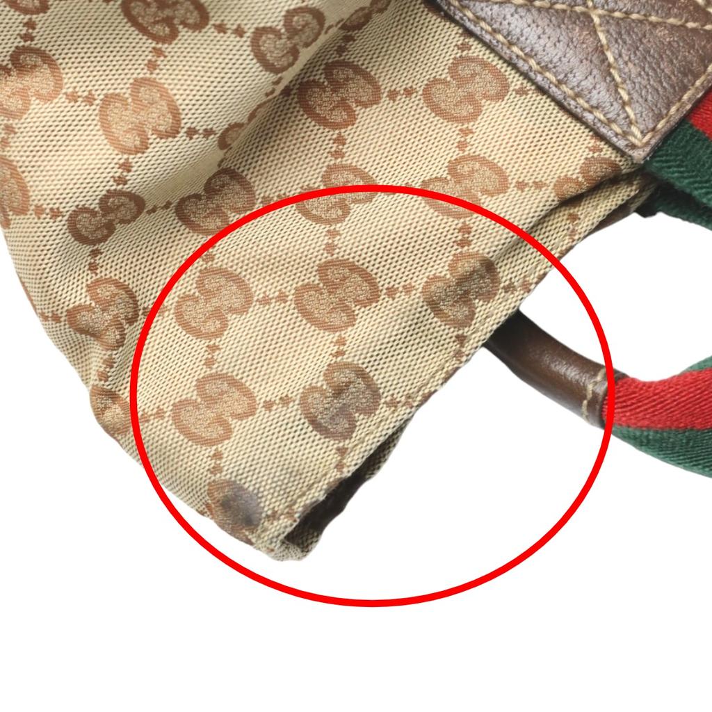 Gucci Sherry Line GG Canvas Handbag Tote Bag Beige Women 131228 Used
