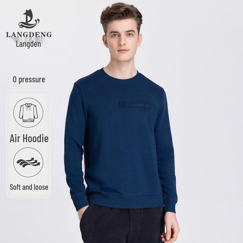 Langdeng Men s Solid Color Round Neck Long Sleeve Knit Shirt M