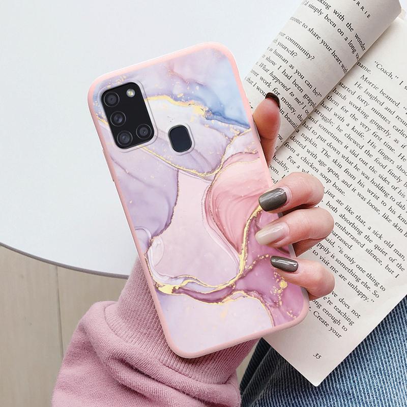 Case For Samsung Galaxy A21S Back Cover Protective Silicone Fundas Fashion Marble Stone Texture Coque For Samsung A21S Capa