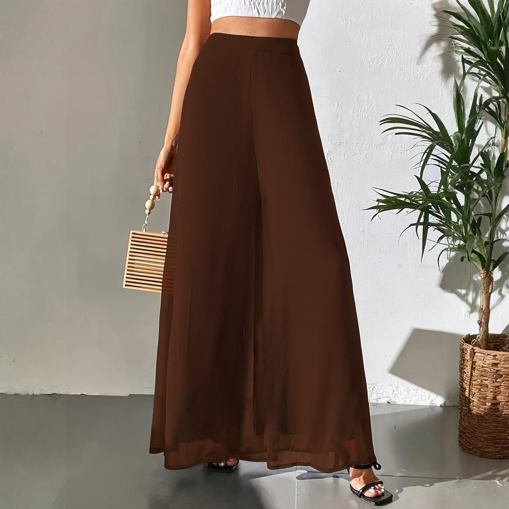 Women'S Wide Leg Pants  Casual Elastic Waist Loose-Fit Long Trousers, Lightweight, Suitable for All Seasons