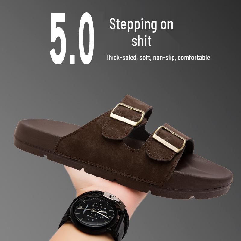 Men s Thick-Soled Adjustable Birken-Style Double-Breasted Casual Slippers Size 44