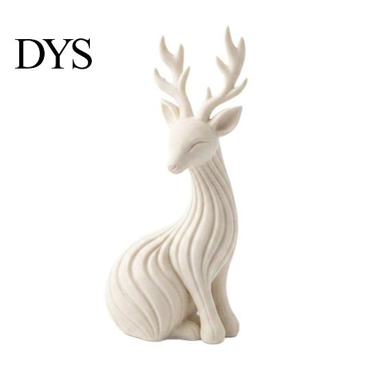 Festive Table Decor for Holiday 3D Printed Reindeer Figurine, Minimalist Sitting Deer Sculpture, Small Animal Figurines Office Christmas Tabletop