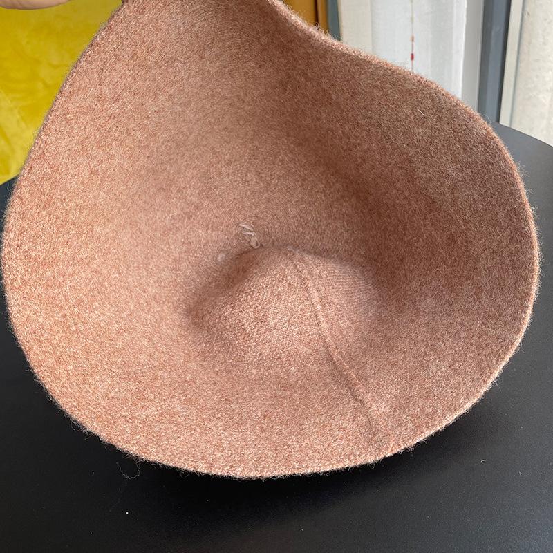 Herbst und Winter einfarbige Wolle Mode warmer Fischerhut Damen einfarbig Gesicht klein gestrickter Fischerhut Tide