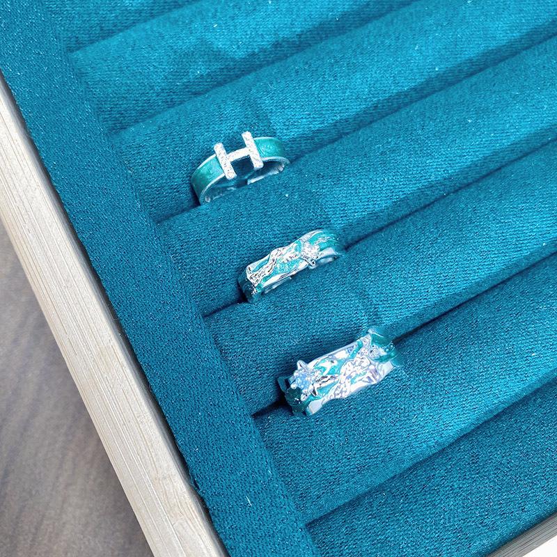 Small Fresh Green Dripping Oil Enamel Open Ring Women'S French Irregular Personality Advanced Ring