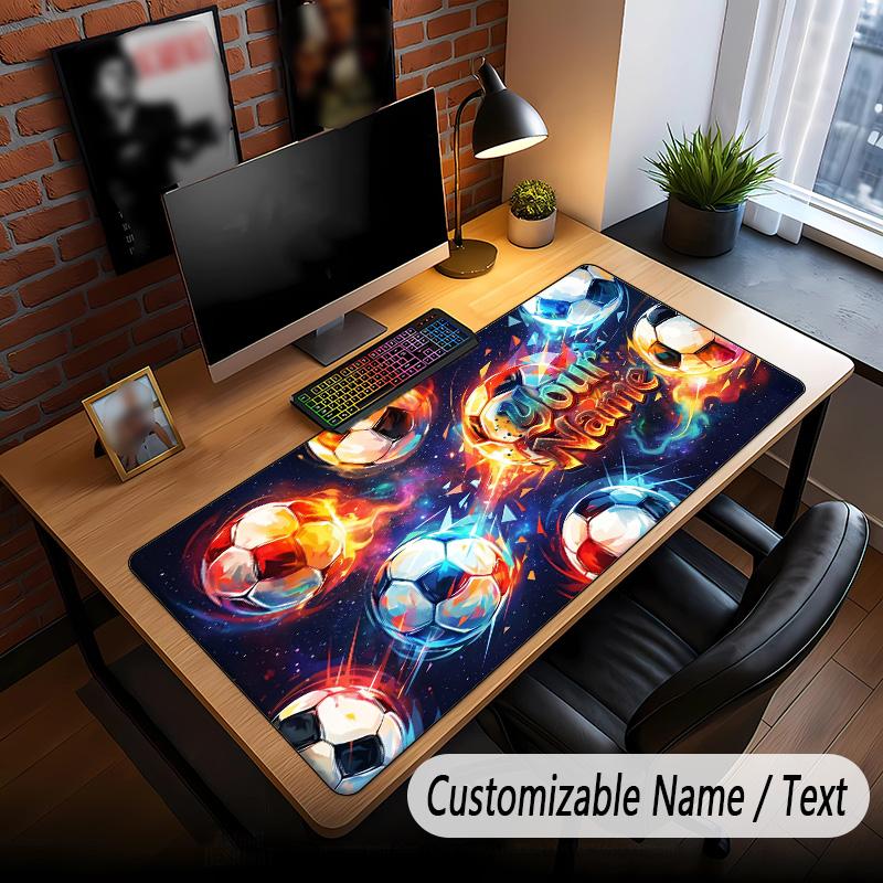 Soccer Theme Custom Mouse Pad Personalized With Name Text Customized Desk Mat For Office Home Decor