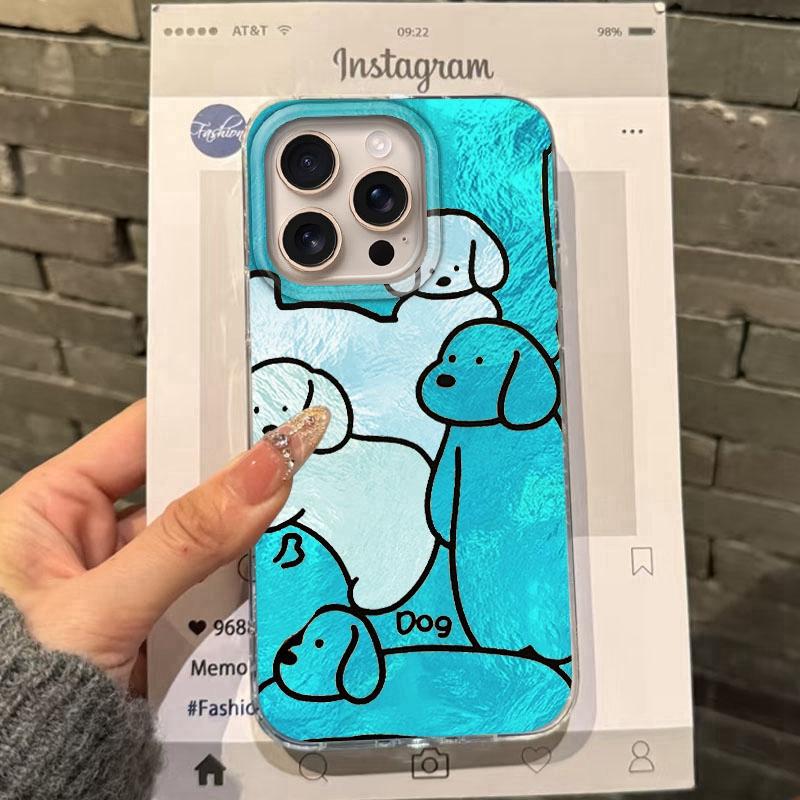 Couple Funny Dog Line Phone Case For Apple iphone 16 15 14 13 Pro Max 16e 16plus 12 7 8 Plus XR Shockproof Silicone Funda Cover