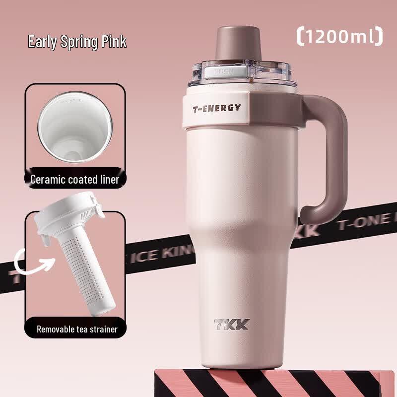 TKK 1200ML Ceramic Lined Insulated Straw Water Bottle
