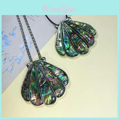 Broche Colgante de Concha Vintage con Incrustación Geométrica para Mujeres y Hombres