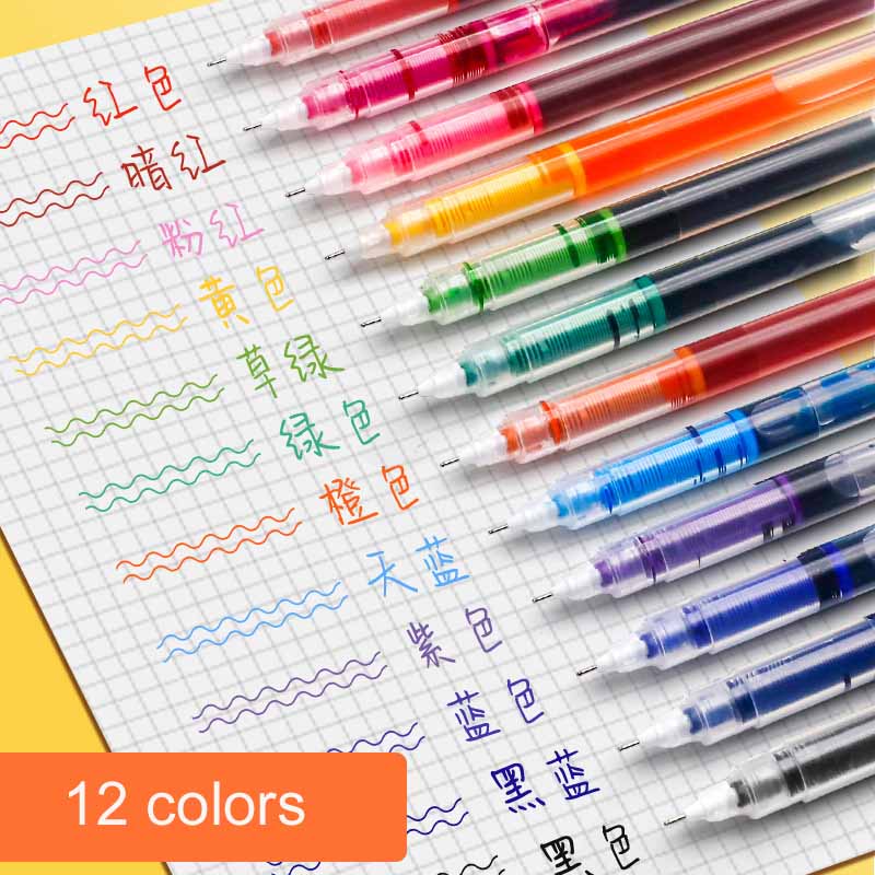 0.5mm Quick-Drying Large Capacity Smooth Rollerball Pens Gel Ink Pen Needle Point Fine Line Writing School & Office Supplies