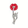 New Creative Women Men Red Lip Rhinestone Brooch Pin Exquisite Fashion Lady's Suit Clothing Brand Design Corsages Jewelry Gift