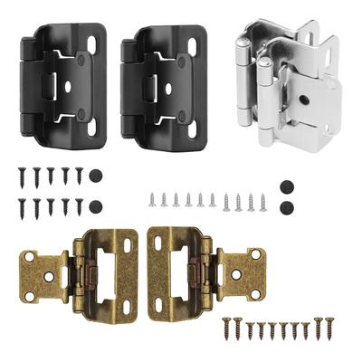2Pcs Metal Door Hinge w/Screws 1/2 Inch Overlay Semi Partial Wrap Around Self Closing Kitchen Cabinet Hinges Furniture Hardware