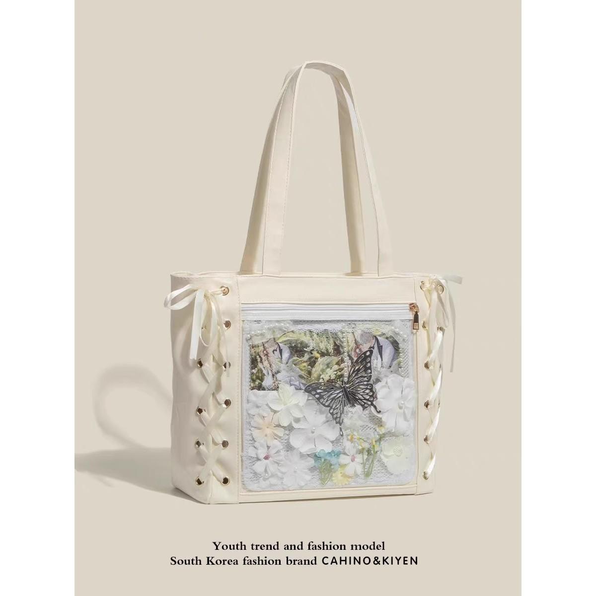 

Лента лента бант милая сумочка большая вместимость бар плечо белый