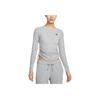Nike Sportbekleidung Gerippter Pullover Mode Kurzarm T-Shirt Damen Tops Dunkelgrau Mischfarbe HV8728063
