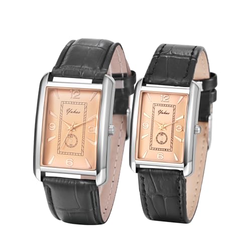 

Matching Watches with Leather Straps, Antique Black: Analog Display, Waterproof Quartz Movement, Leisure, Business, Couples Fashion Accessory - Perfec