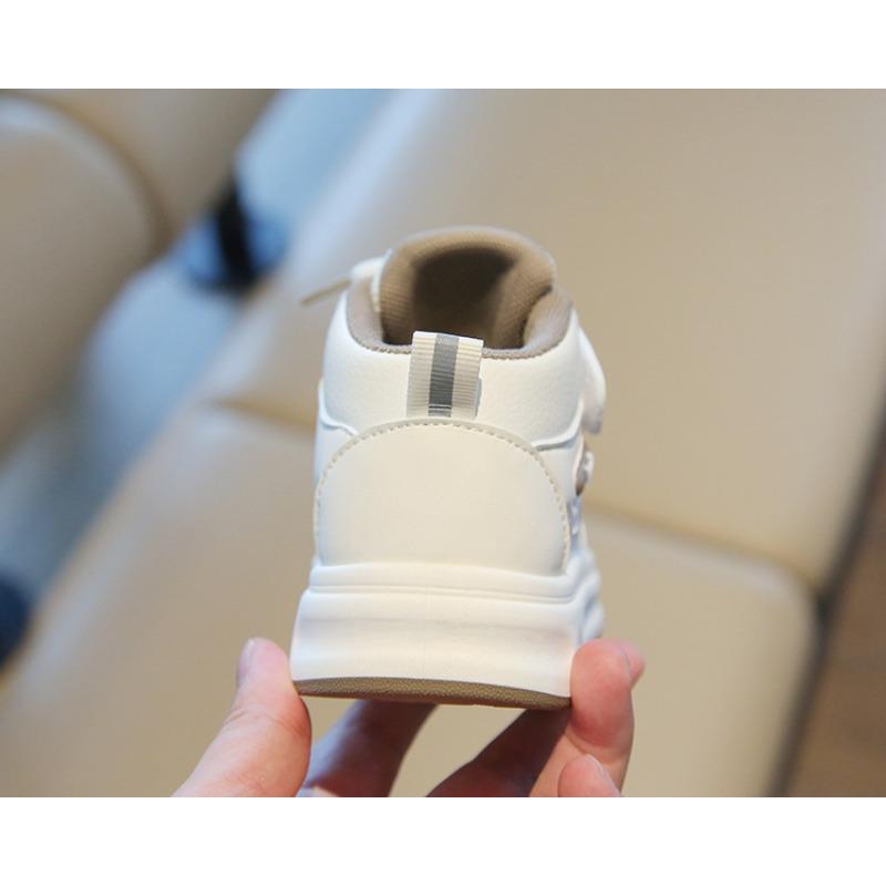 Children's Sports Shoes - Spring/Autumn Cartoon High-Top White Sneakers for Girls, Casual Skate Shoes for Boys, Soft-Soled Shoes for Toddlers
