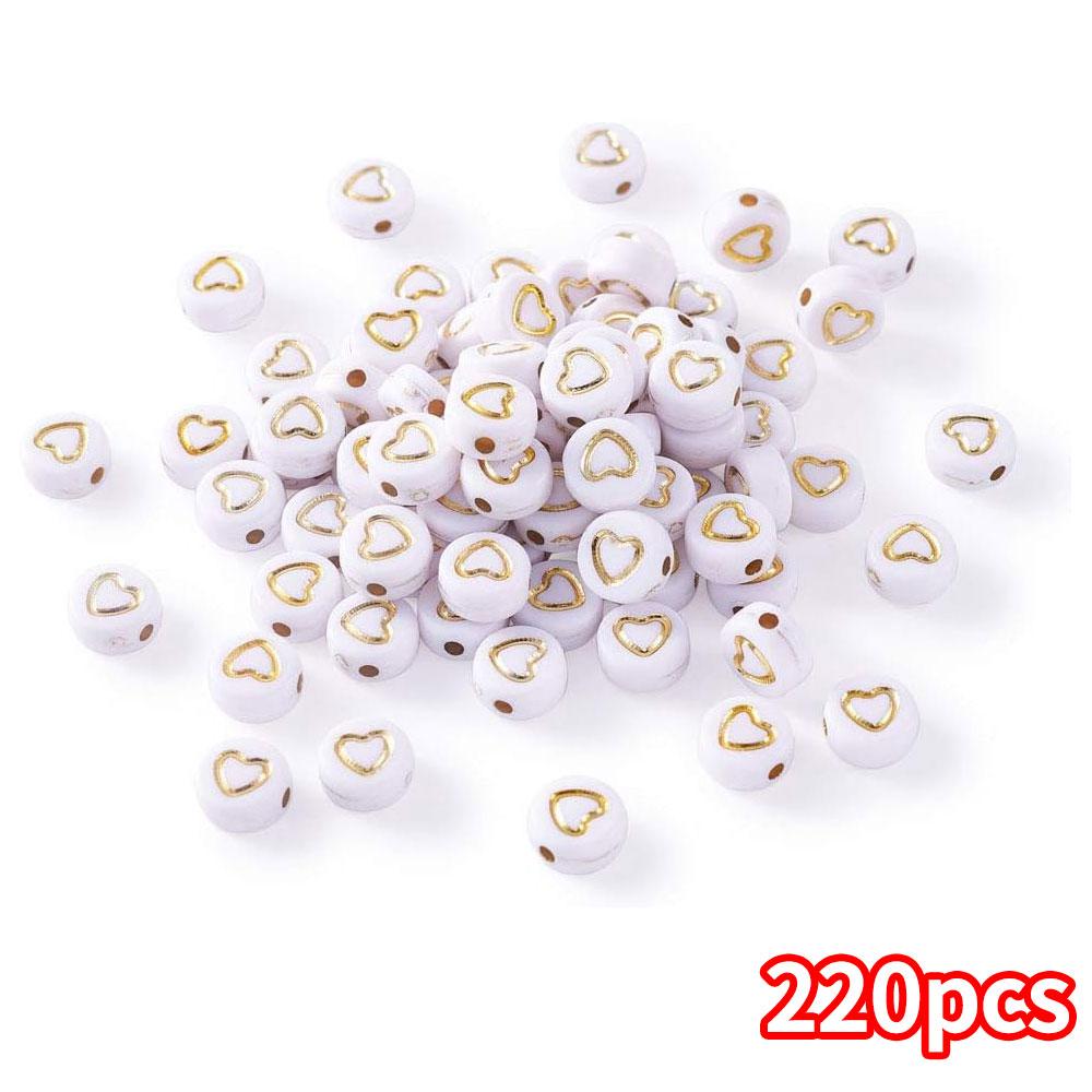 110/220/450pcs 7mm white gold acrylic heart-shaped bead flat disc coin heart-shaped small horse bead DIY bracelet necklace jewelry making supplies