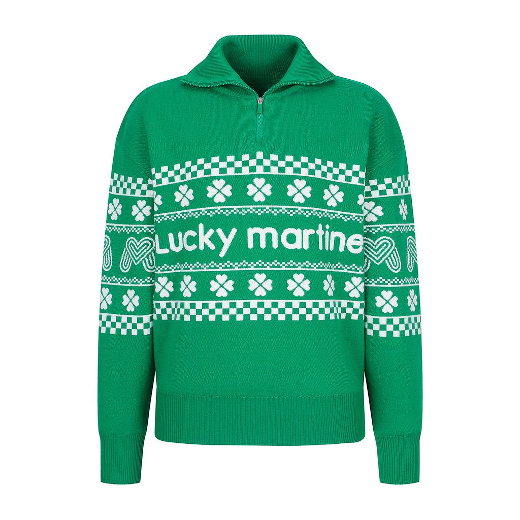MARTINE GOLF Clover Half Zip-Up Sweater_Green