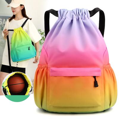 Mochila colorida de grande capacidade para atividades ao ar livre, basquete, viagem, com cordão, à prova d'água, masculina, feminina, esportiva, academia, ciclismo, natação
