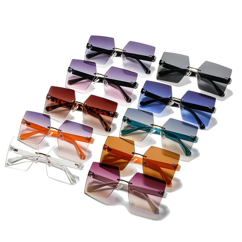 Frameless Sunglasses, Street Photography Personalized Square Pc Glasses, Multi-Color Sunglasses For Women
