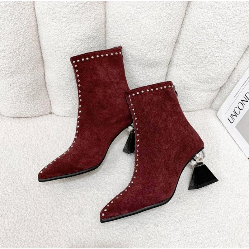 Fashion Women Ankle Boots 2024 Shallow Spring Autumn Winter Pointed Toe Designer Ladies Short Back Zip Sexy Suede High Heels Mom Shoes