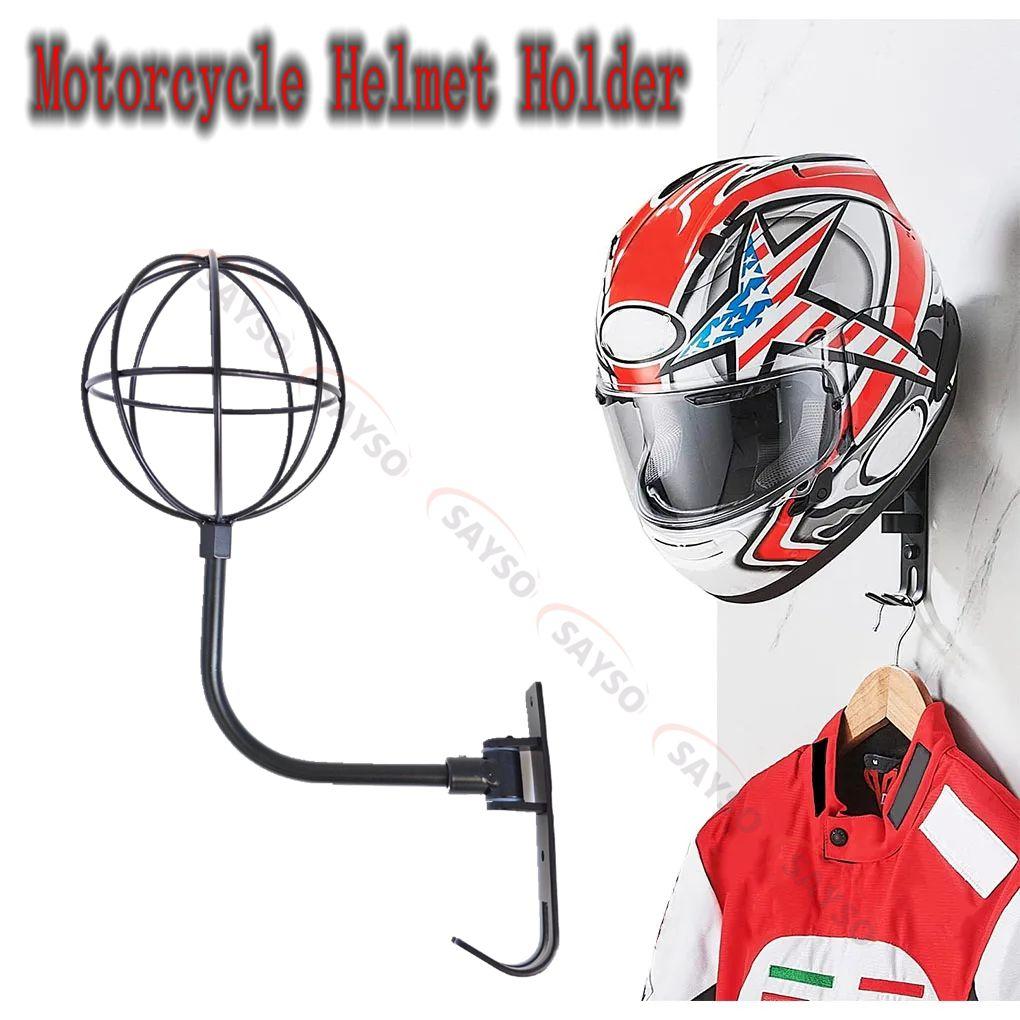 

1PC Wall Mounted Helmet Holder Stainless Steel 180° Rotation Motorcycle Rack with Double Hook Bike Helmet for Bicycle Helmets
