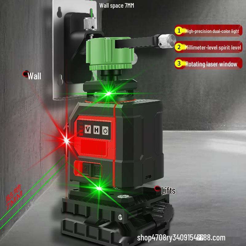 Hansheng Dual Color 12-Line Precision Laser Level for Outdoor Bricklaying and Tiling