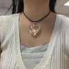 Love Heart Pendant Necklace With Crystal And Electroplated Alloy For Women