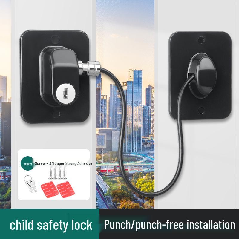 Anti-Theft Child Safety Lock for Outward Opening Windows and Doors - No-Drill Sliding Latch Limiter