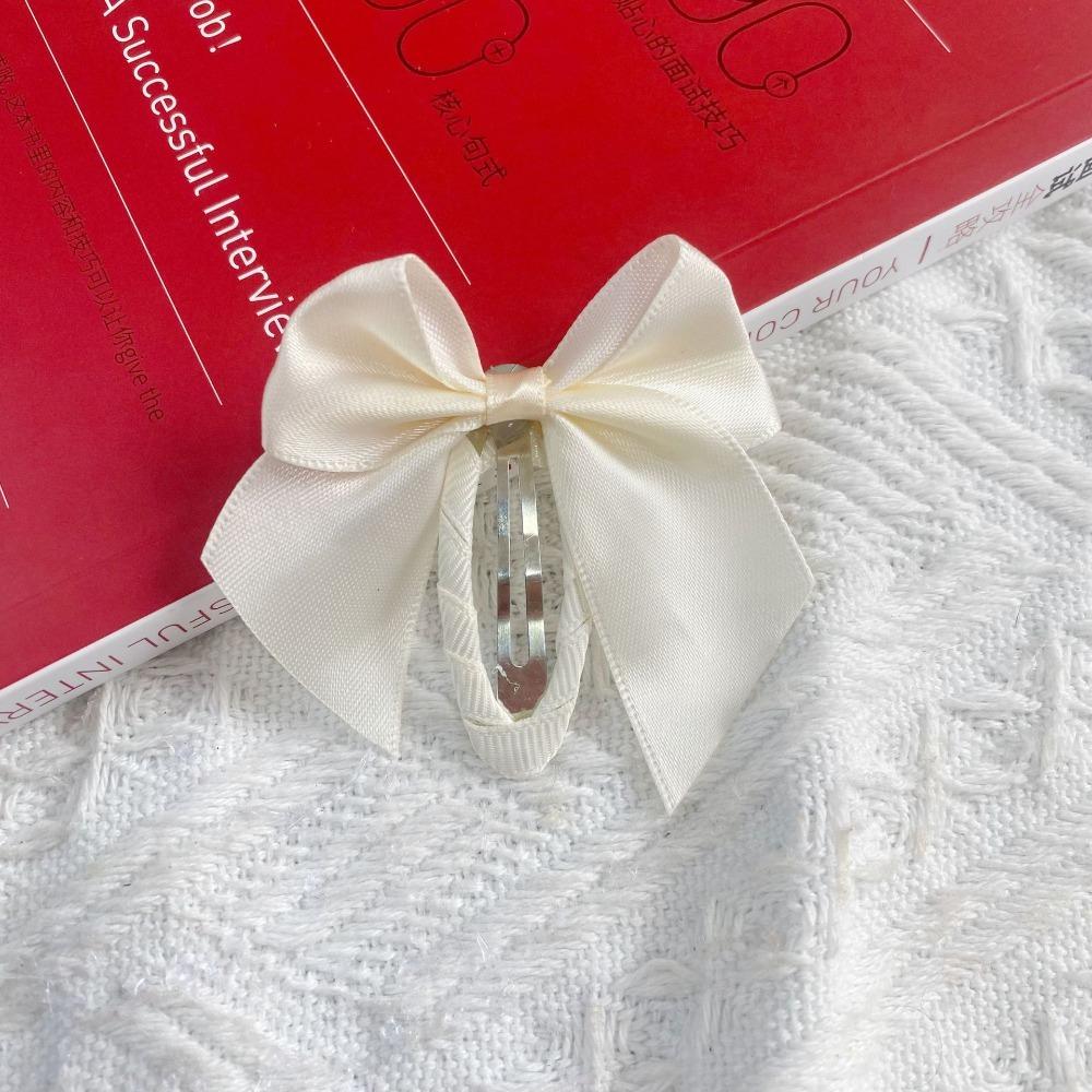 Satin Cloth Hair Clip Y2K Oval Hairpin Side Clip Bow BB Clip  School