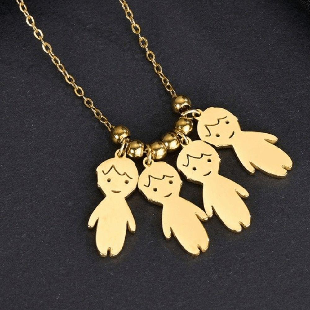 Stainless Steel Boy Girl Necklace Pendant Lover Necklace Choker Family Necklace Lovers