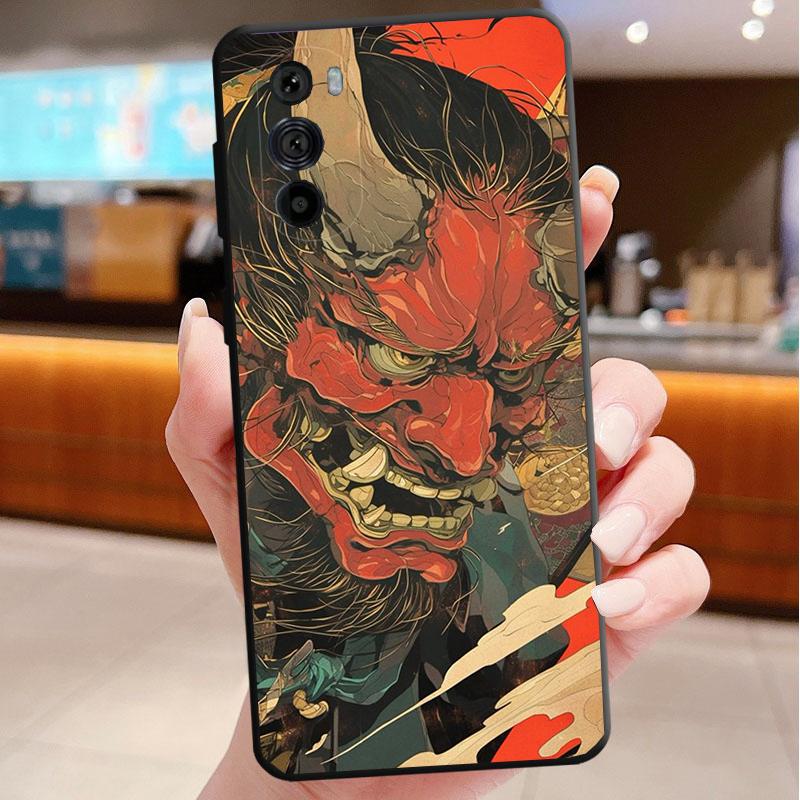 

Japanese Oni Mask Devil Art Phone Case For Motorola Edge 50 40 Pro 60 50 40 30 Ultra Neo Fusion Moto G Play G Stylus G Power G G Stylus 5G 2024
