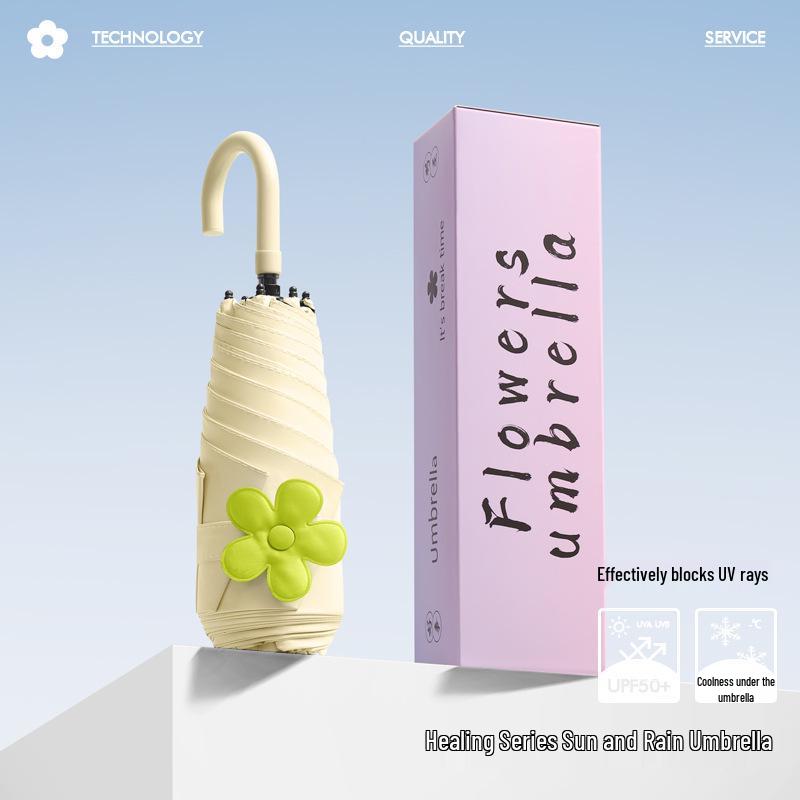 

Xiaohongshu Women s Compact Mini Umbrella: Anti-UV, Five-Fold, Portable, for Sun and Rain