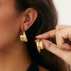 Liquid Lava Metal Folds Love Flower Stud Earrings Female, Wind Geometric Texture Round Earrings