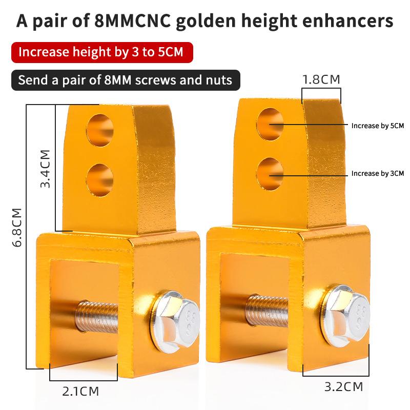 2PCs Motorcycle Rear Shock Absorber Riser Height Extension Easy Install Rear Lift Accessory for Enhanced Ride Comfort for Sports and Street Bikes
