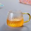 330ml Tea Cup with Yellow Handle Hammer Patterned Glass Mug Creative Beer Glass Classic Heat-resistant Water Cup Hospitality Mug