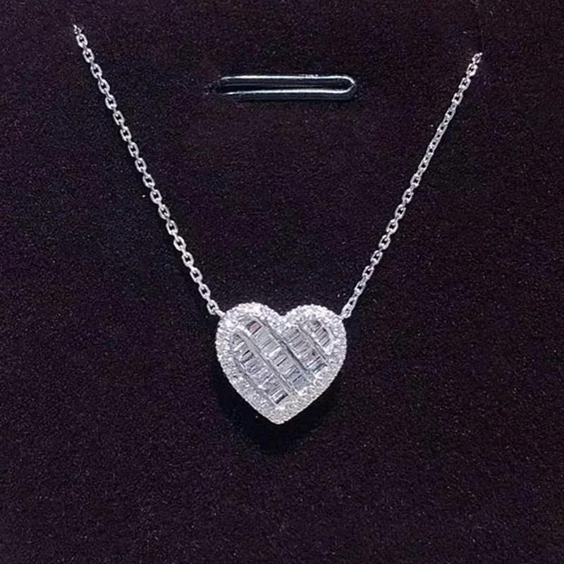Trendy Heart Pendant Necklace For Women Dazzling Cubic Zirconia  Chain Versatile Fashion Jewelry Accessory