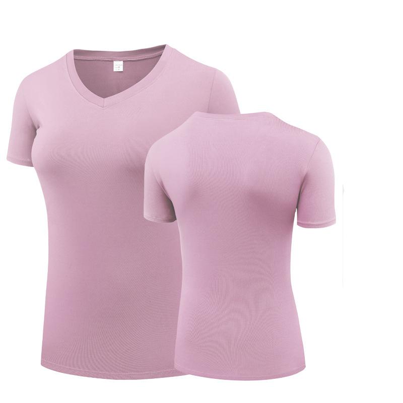 

Женские футболки для фитнеса, быстросохнущие эластичные спортивные блузки для йоги с короткими рукавами, колготки, топы для бега в тренажерном зале M розовый