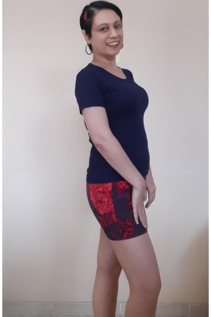 Women's Style Big Size T-Shirt Navy Blue Short Sleeve Combed Cotton Viscose Bady T-Shirt